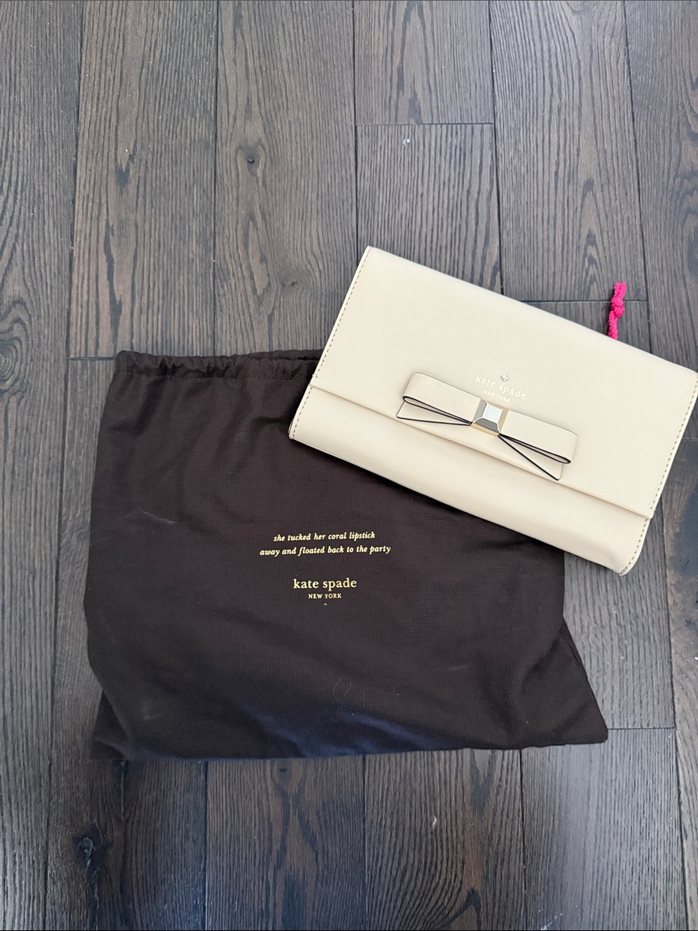 kate spade cream bow-accent clutch wallet